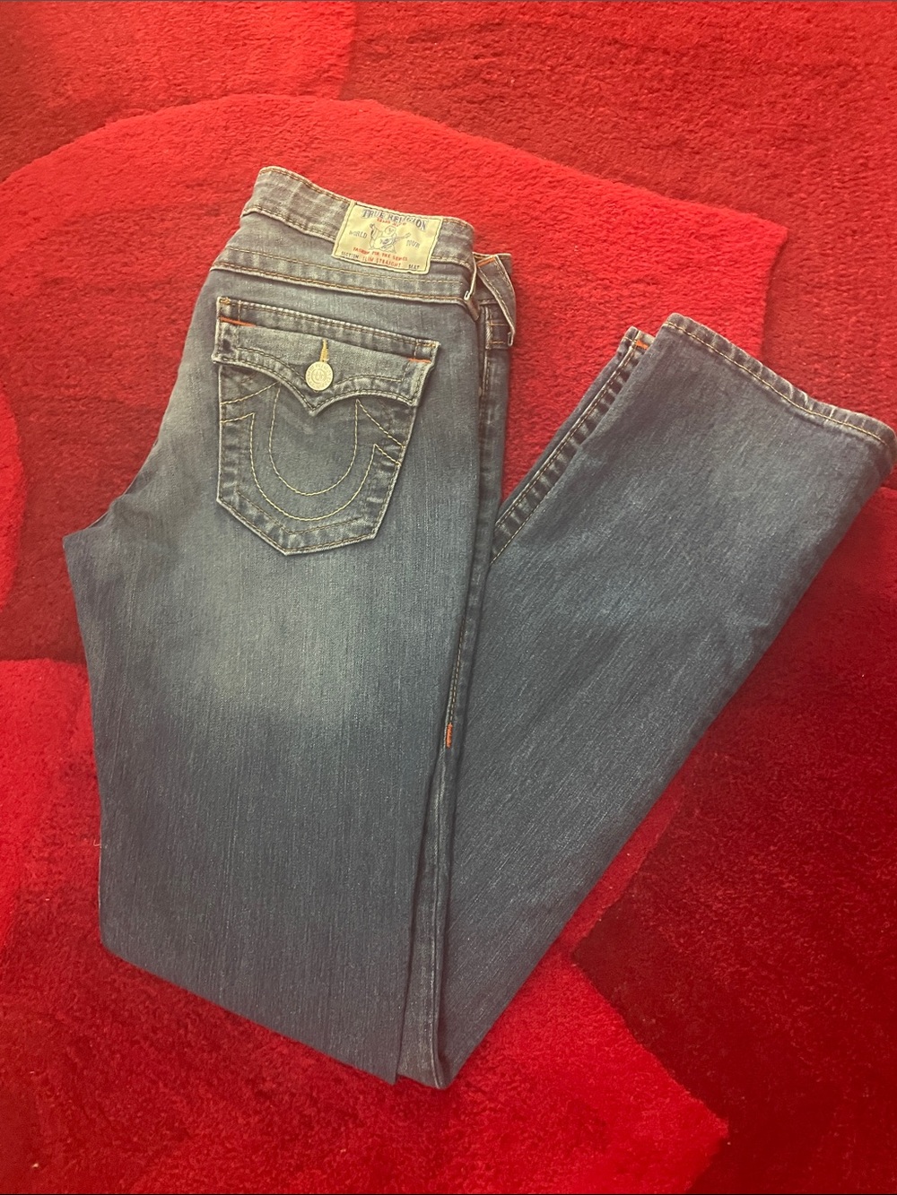 True Religion Women's Straight-Leg Mid Blue Jeans - Picture 3 of 6